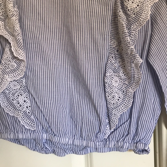 Blue and white striped blouse with ruffles - Picture 3 of 6